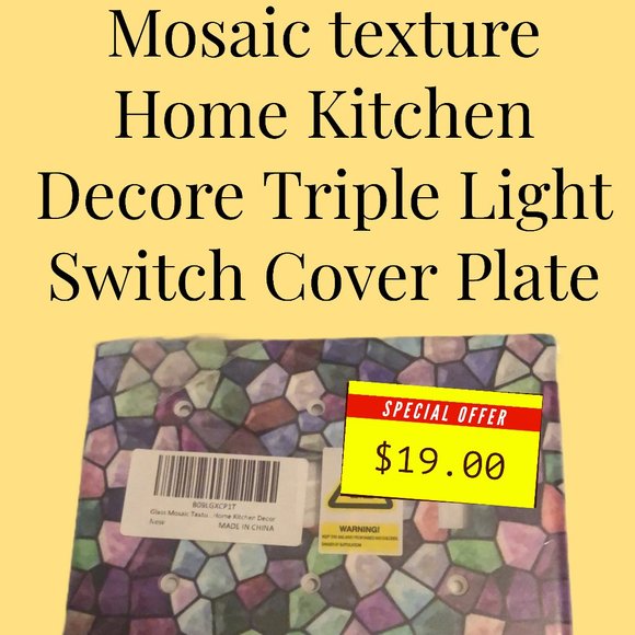 Mosaic texture Home Kitchen Decore Triple Light Switch Cover Plate - Picture 1 of 1